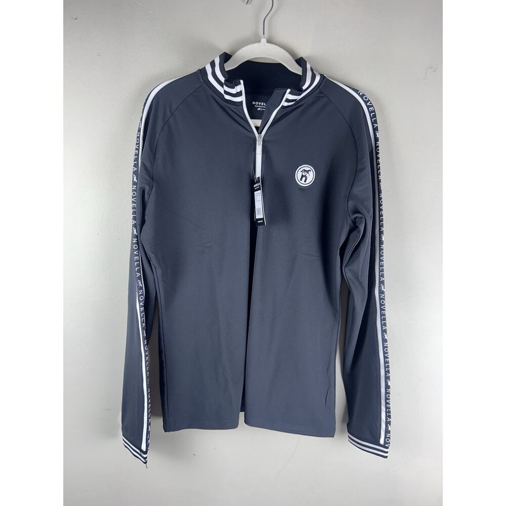 NOVELLA Equestrian The Sport Black White Quarter Zip Sz XL NWT Sporty Pullover